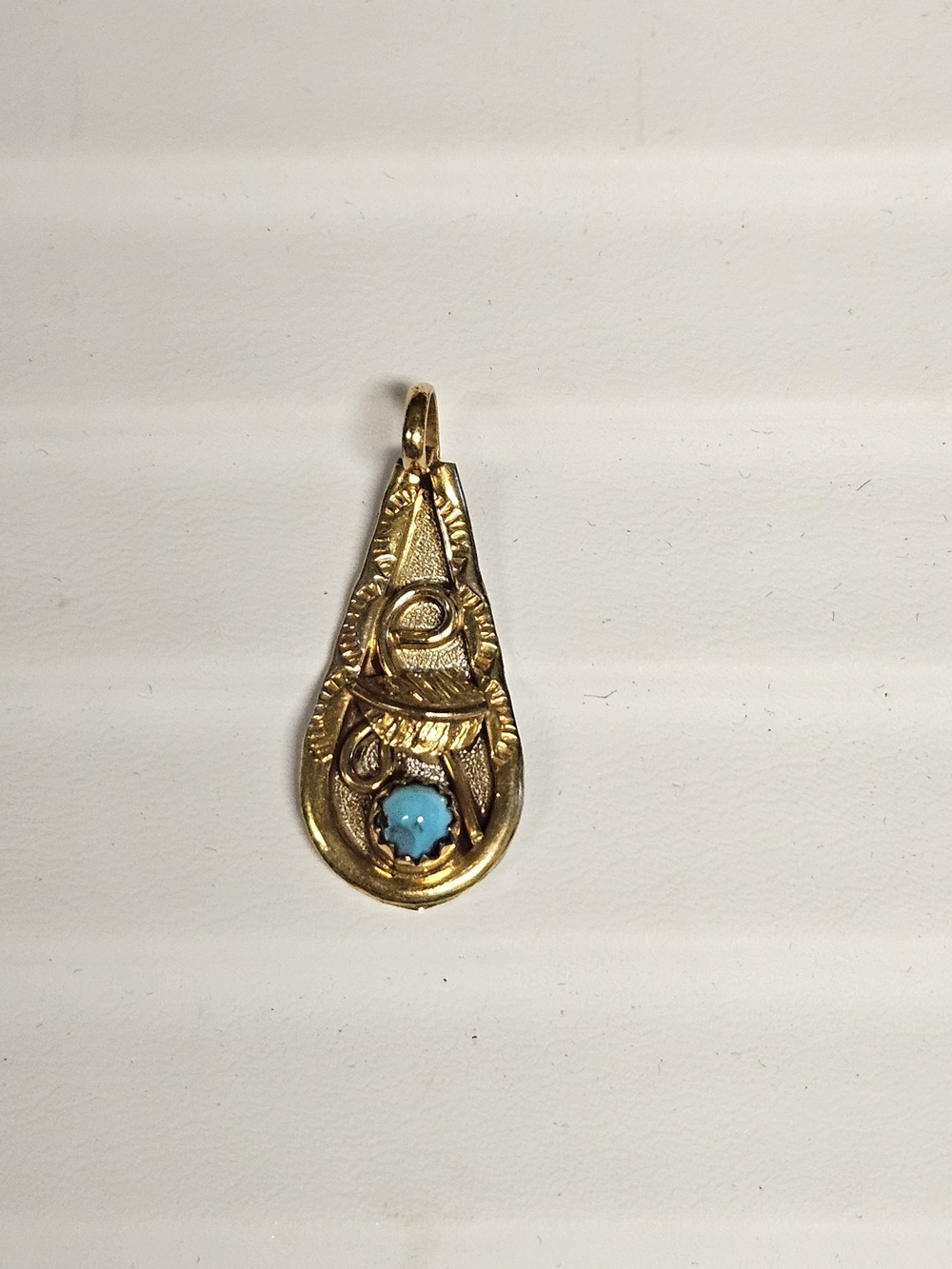 Vintage Turquoise Native Pendant 12k GF on Sterling